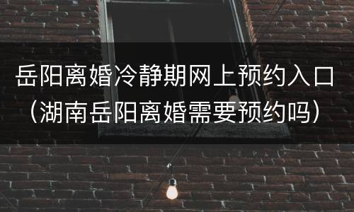 岳阳离婚冷静期网上预约入口（湖南岳阳离婚需要预约吗）