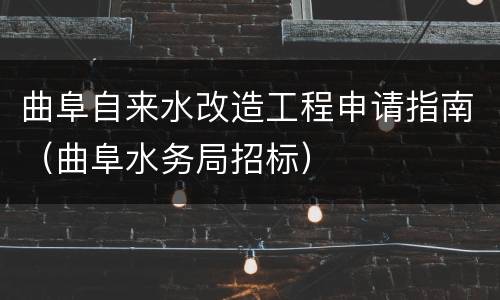 曲阜自来水改造工程申请指南（曲阜水务局招标）
