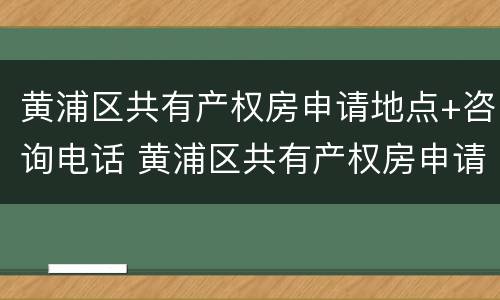 黄浦区共有产权房申请地点+咨询电话 黄浦区共有产权房申请地点 咨询电话号码