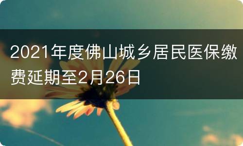 2021年度佛山城乡居民医保缴费延期至2月26日