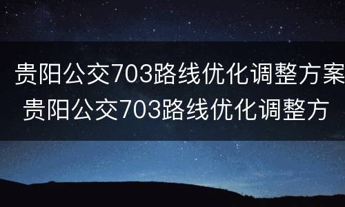贵阳公交703路线优化调整方案 贵阳公交703路线优化调整方案视频