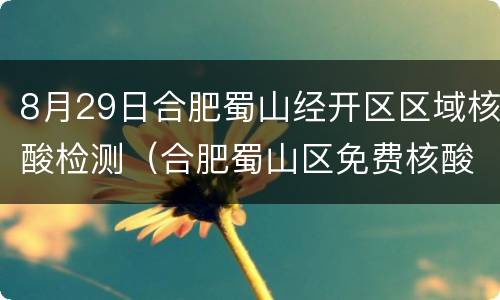 8月29日合肥蜀山经开区区域核酸检测（合肥蜀山区免费核酸检测）