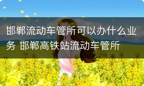 邯郸流动车管所可以办什么业务 邯郸高铁站流动车管所