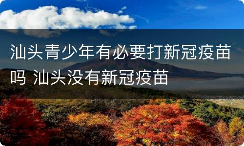 汕头青少年有必要打新冠疫苗吗 汕头没有新冠疫苗