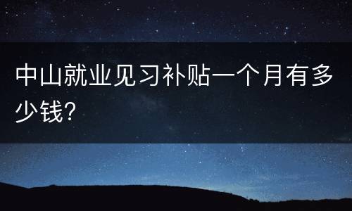 中山就业见习补贴一个月有多少钱?