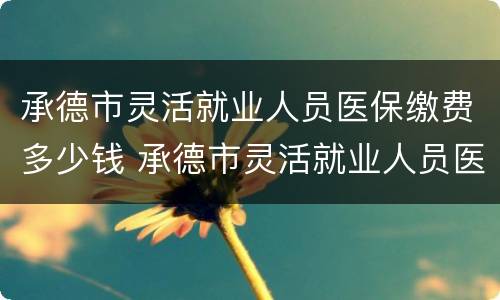 承德市灵活就业人员医保缴费多少钱 承德市灵活就业人员医保缴费多少钱啊