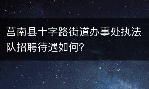 莒南县十字路街道办事处执法队招聘待遇如何？