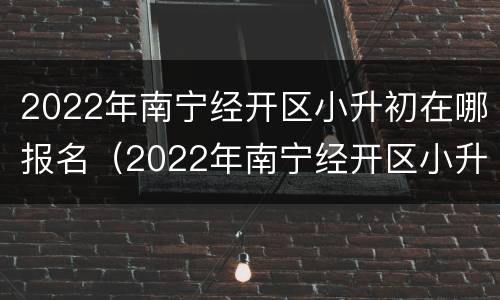 2022年南宁经开区小升初在哪报名（2022年南宁经开区小升初在哪报名考试）
