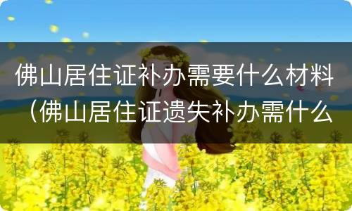 佛山居住证补办需要什么材料（佛山居住证遗失补办需什么手续吗）
