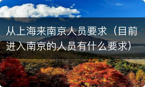 从上海来南京人员要求（目前进入南京的人员有什么要求）