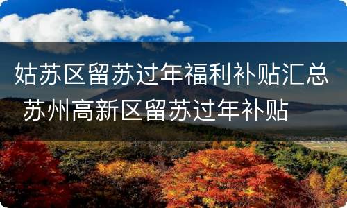 姑苏区留苏过年福利补贴汇总 苏州高新区留苏过年补贴