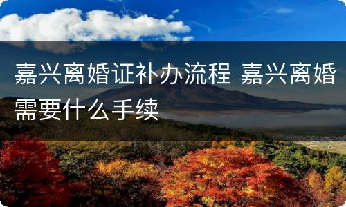 嘉兴离婚证补办流程 嘉兴离婚需要什么手续