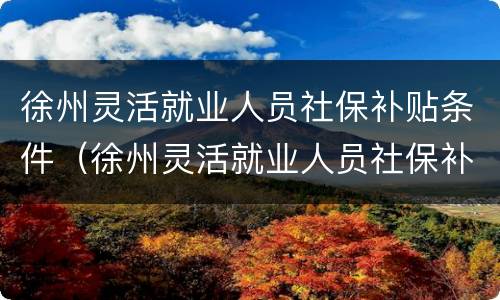 徐州灵活就业人员社保补贴条件（徐州灵活就业人员社保补贴条件要求）