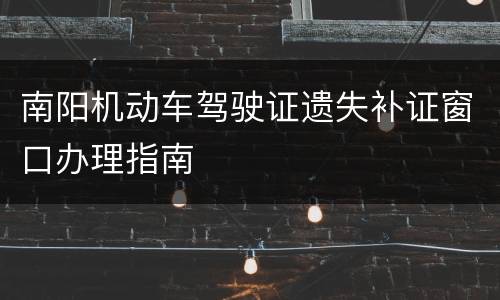 南阳机动车驾驶证遗失补证窗口办理指南