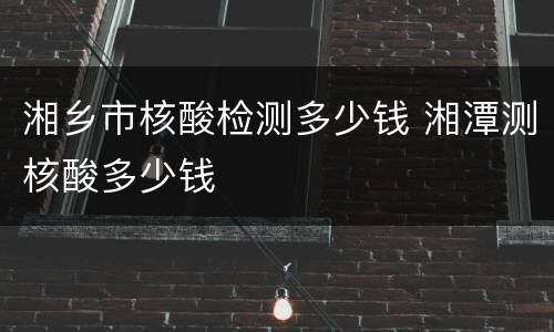 湘乡市核酸检测多少钱 湘潭测核酸多少钱