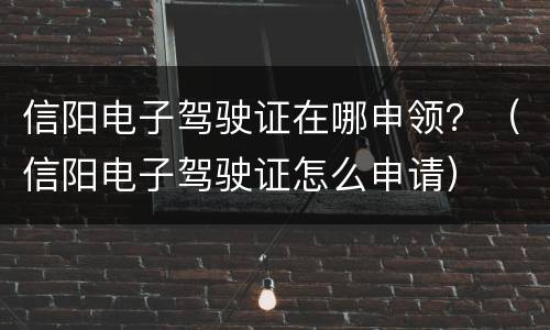 信阳电子驾驶证在哪申领？（信阳电子驾驶证怎么申请）