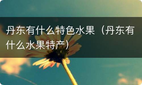 丹东有什么特色水果（丹东有什么水果特产）