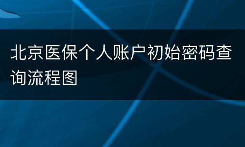 北京医保个人账户初始密码查询流程图