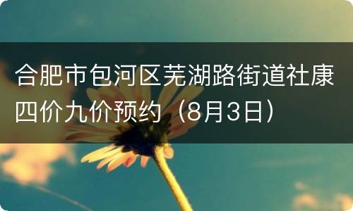 合肥市包河区芜湖路街道社康四价九价预约（8月3日）
