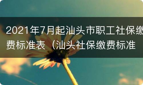 2021年7月起汕头市职工社保缴费标准表（汕头社保缴费标准2021下半年）