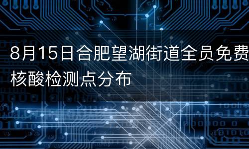 8月15日合肥望湖街道全员免费核酸检测点分布