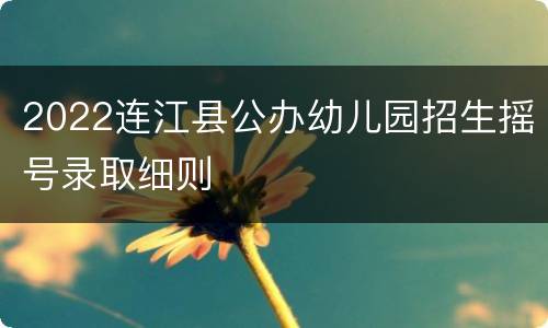 2022连江县公办幼儿园招生摇号录取细则