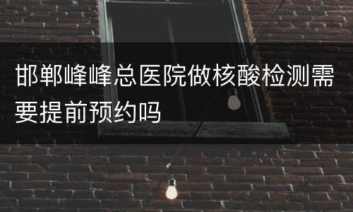 邯郸峰峰总医院做核酸检测需要提前预约吗