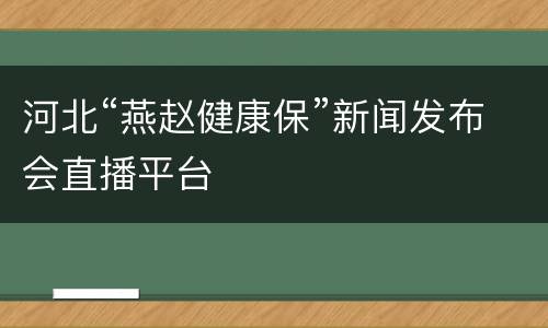 河北“燕赵健康保”新闻发布会直播平台