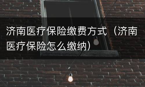 济南医疗保险缴费方式（济南医疗保险怎么缴纳）