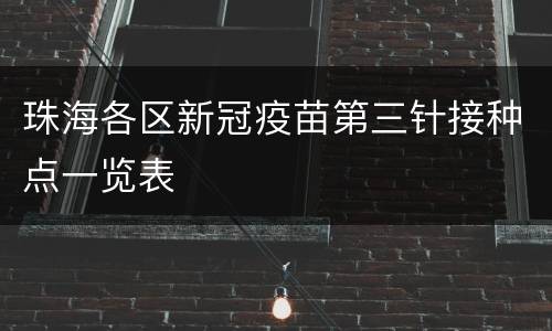 珠海各区新冠疫苗第三针接种点一览表