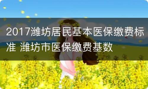 2017潍坊居民基本医保缴费标准 潍坊市医保缴费基数
