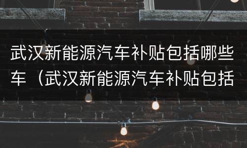 武汉新能源汽车补贴包括哪些车（武汉新能源汽车补贴包括哪些车种）