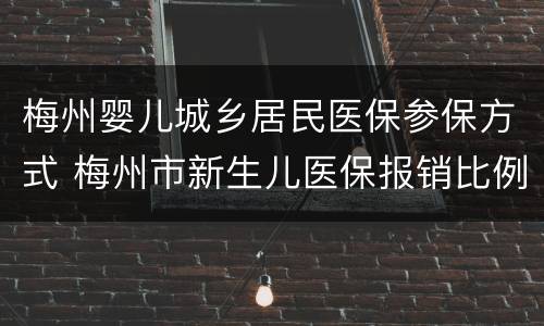 梅州婴儿城乡居民医保参保方式 梅州市新生儿医保报销比例