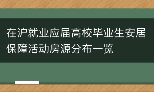在沪就业应届高校毕业生安居保障活动房源分布一览