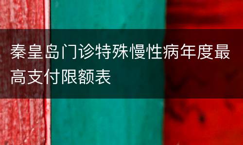 秦皇岛门诊特殊慢性病年度最高支付限额表