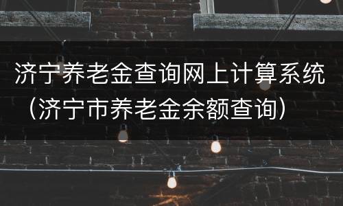 济宁养老金查询网上计算系统（济宁市养老金余额查询）