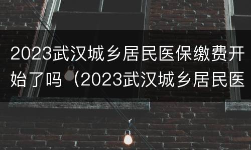 2023武汉城乡居民医保缴费开始了吗（2023武汉城乡居民医保缴费开始了吗怎么查询）