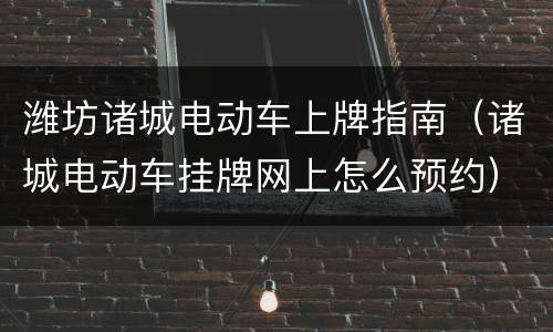 潍坊诸城电动车上牌指南（诸城电动车挂牌网上怎么预约）
