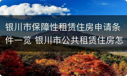 银川市保障性租赁住房申请条件一览 银川市公共租赁住房怎么申请
