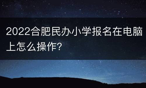 2022合肥民办小学报名在电脑上怎么操作？