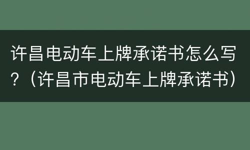 许昌电动车上牌承诺书怎么写?（许昌市电动车上牌承诺书）