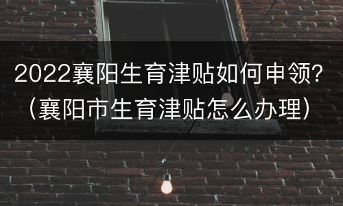 2022襄阳生育津贴如何申领？（襄阳市生育津贴怎么办理）