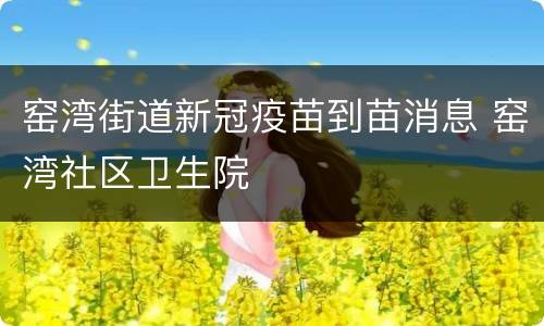 窑湾街道新冠疫苗到苗消息 窑湾社区卫生院