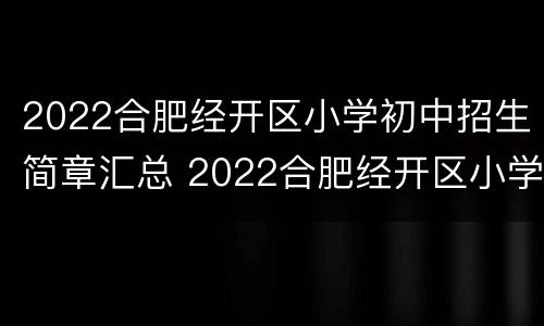 2022合肥经开区小学初中招生简章汇总 2022合肥经开区小学初中招生简章汇总图
