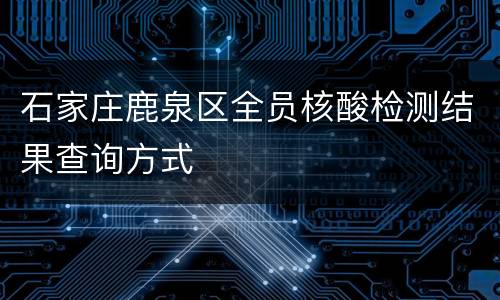 石家庄鹿泉区全员核酸检测结果查询方式