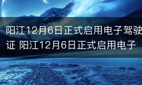 阳江12月6日正式启用电子驾驶证 阳江12月6日正式启用电子驾驶证了吗
