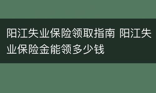 阳江失业保险领取指南 阳江失业保险金能领多少钱