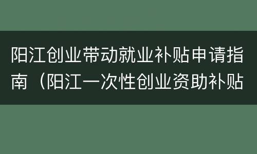 阳江创业带动就业补贴申请指南（阳江一次性创业资助补贴申请）