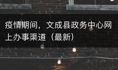 疫情期间，文成县政务中心网上办事渠道（最新）