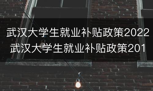 武汉大学生就业补贴政策2022 武汉大学生就业补贴政策2019